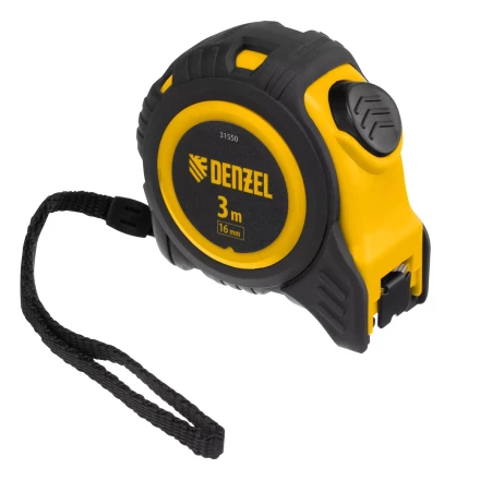 Рулетка Denzel 3м х 16мм, обрезиненный корпус, автоматическая фиксация, 31550 купить в Ижевске