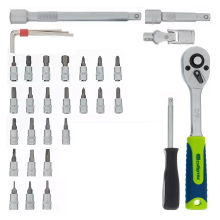 Набор инструментов Сибртех 13399, 1/4&quot;, пластиковый кейс 56 предметов купить в Ижевске