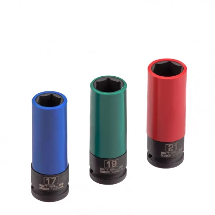 Набор головок ударных 6-гранных удлиненных для колесных дисков 17 19 21 мм 1/2&quot; 3 предмета Stels 13953 купить в Ижевске