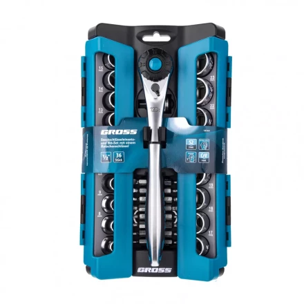 Набор торцевых головок трещотка 120 зубьев 36 предметов 1/2&quot; CrV Gross 14144 купить в Ижевске