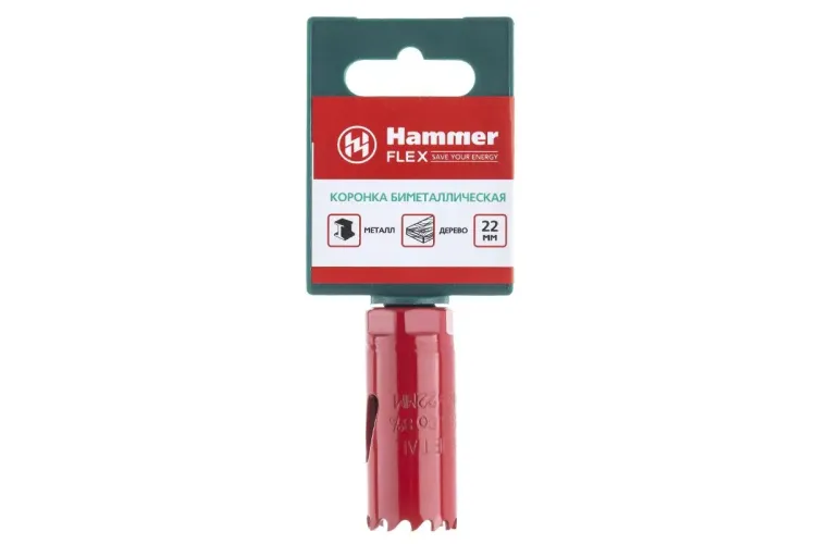 Коронка биметаллическая HAMMER Ф22х38мм 5/8" BiMETALL (224-003) купить в Ижевске