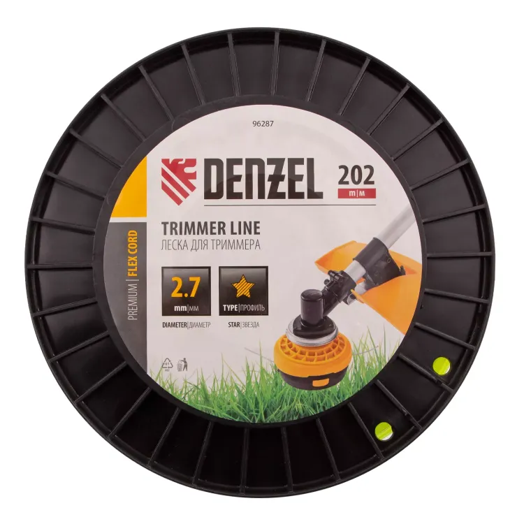 Леска для триммера звезда, 2,7мм х 202м, на DIN катушке FLEX CORD// Denzel 96287 купить в Ижевске