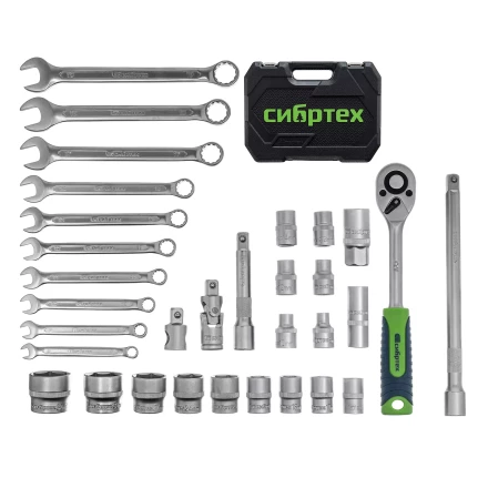 Набор инструментов Сибртех 13393, 1/2&quot;, пластиковый кейс, 32 предмета купить в Ижевске