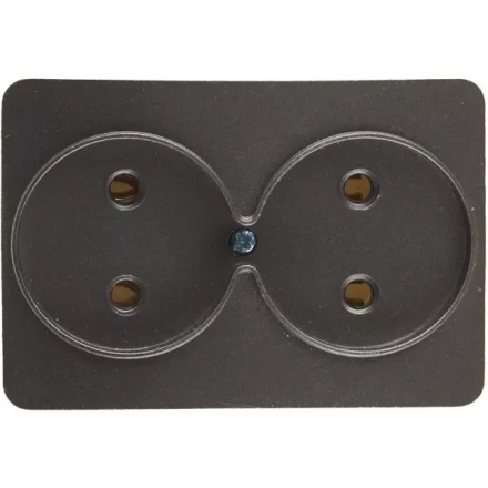 Розетка СВЕТОЗАР "ГАММА" без заземления, двойная, без вставки и рамки, цвет темно-серый металлик, 16А/~250В SV-54102-DM купить в Ижевске