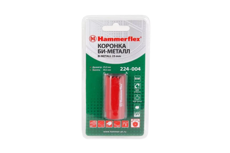 Коронка биметаллическая HAMMER Ф25х38мм 5/8" BiMETALL (224-004) купить в Ижевске