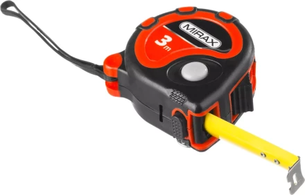 Рулетка MIRAX, 3 стопора, двухкомпонентный пластиковый корпус, 3мх16мм 34013-03-16 купить в Ижевске