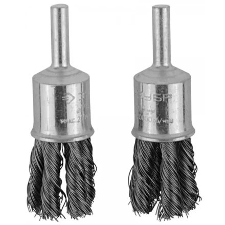 ЗУБР &quot;ЭКСПЕРТ&quot;. Набор щеток кистевых для дрели, жгутированная стальная проволока 0,35мм, 22мм, 2шт 35227-22-H2_z01 купить в Ижевске