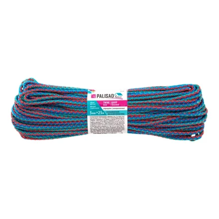 Шнур бельевой полипропиленовый с сердечником, 5 мм L 25 м, цветной, Home Palisad 937145 купить в Ижевске