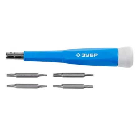 Набор ЗУБР Отвертка &quot;ЭКСПЕРТ&quot; для точных работ,CR-V,сменные двусторонние биты TORX, 5предметов 25621-H5 купить в Ижевске