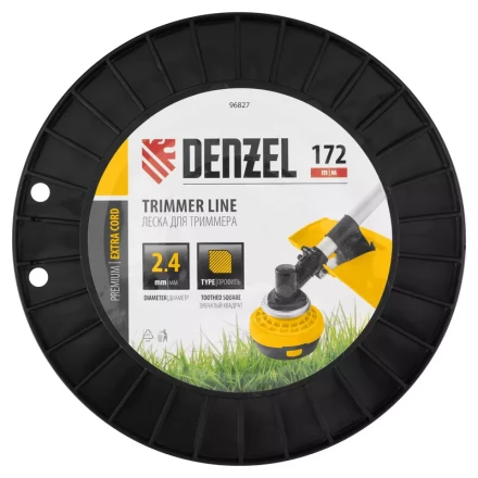 Леска для триммера двухкомпонентная зубчатый квадрат, 2,4мм х 172м, на DIN кат. EXTRA CORD// Denzel 96827 купить в Ижевске