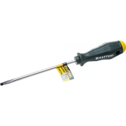 Отвертка KRAFTOOL, Cr-Mo-V закалённый стержень, двухкомпонентная противоскользящ рукоятка, SL 6,5x1,2x150мм 25007-6.5-150 купить в Ижевске