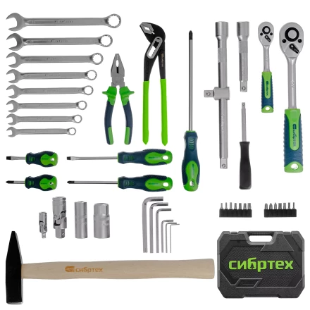 Набор инструментов Сибртех 13394, 1/2&quot;, 1/4&quot;, пластиковый кейс 76 предметов купить в Ижевске