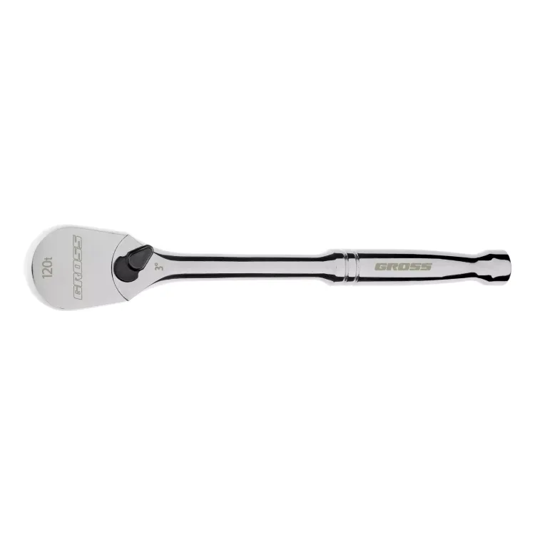 Ключ-трещотка 3/8" Gross 14051, CrV, 120 зубьев, цельнометаллический, хром купить в Ижевске