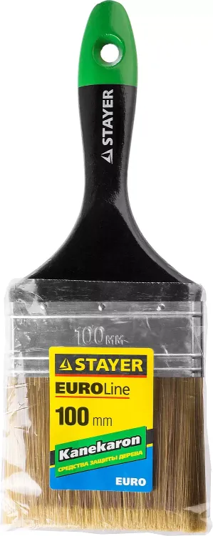 STAYER “KANEKARON-EURO”. Кисть плоская, искусственная щетина, деревянная ручка, 100мм 0106-100 купить в Ижевске