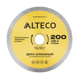 Диск алмазный по керамической плитке ALTECO 200x25.4x1.6 мм 66527