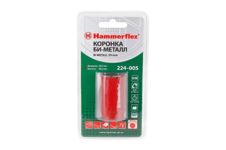 Коронка биметаллическая HAMMER Ф29х38мм 5/8" BiMETALL (224-005) купить в Ижевске
