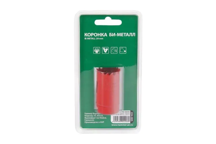 Коронка биметаллическая HAMMER Ф29х38мм 5/8" BiMETALL (224-005) купить в Ижевске