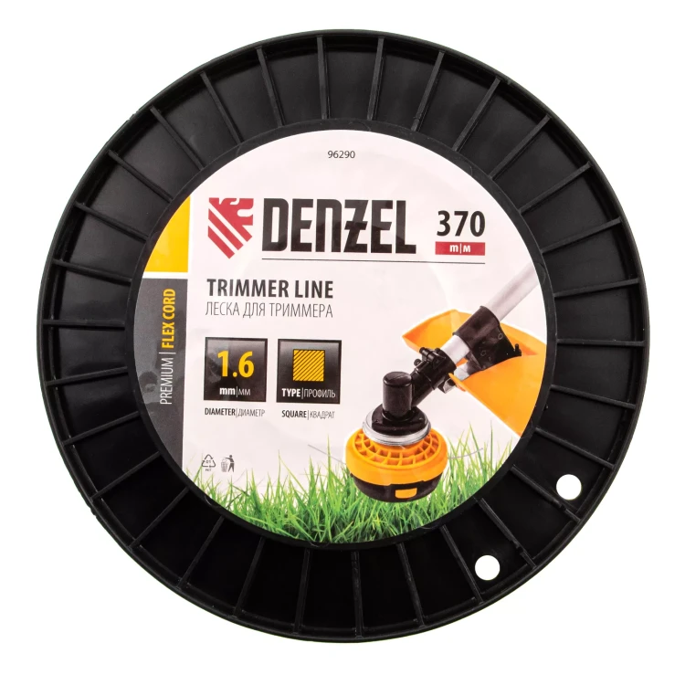 Леска для триммера квадрат 1,6мм х 370м, на DIN катушке FLEX CORD// Denzel 96290 купить в Ижевске