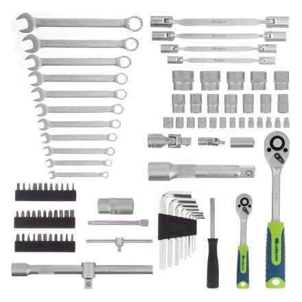 Набор инструментов Сибртех 13396 , 1/2&quot;, 1/4&quot;, пластиковый кейс 89 предметов купить в Ижевске