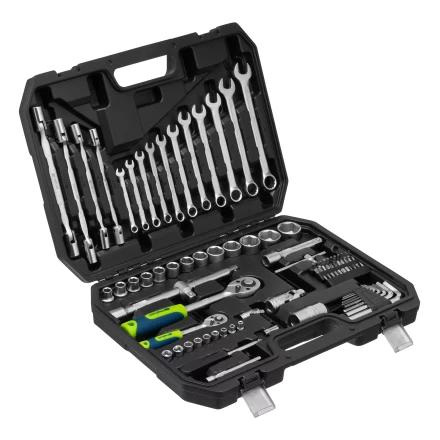 Набор инструментов Сибртех 13396 , 1/2&quot;, 1/4&quot;, пластиковый кейс 89 предметов купить в Ижевске