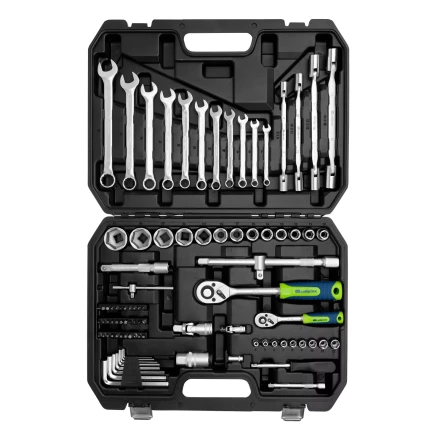 Набор инструментов Сибртех 13396 , 1/2&quot;, 1/4&quot;, пластиковый кейс 89 предметов купить в Ижевске