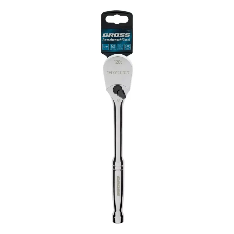 Ключ-трещотка 1/2" Gross 14052, CrV, 120 зубьев, цельнометаллический, хром купить в Ижевске