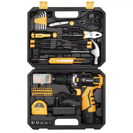 Дрель аккумуляторная DKCD12FU-Li DEKO + набор 104 инструмента для дома, 063-4112 купить в Ижевске