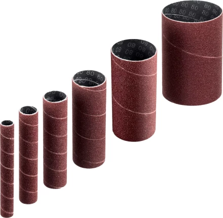 ЗУБР набор 6 шт: 13, 19, 26, 38, 51, 76 мм, высота 115 мм, Р80, втулки шлифовальные для станка СШО-500 МАСТЕР (35649-H6-80) купить в Ижевске