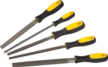 Набор STAYER &quot;PROFI&quot;: Напильники с двухкомпонентной рукояткой,плоский,полукруглый,трехгран,квадратный,круглый,№2,200мм 1682-20-H5_z01 купить в Ижевске