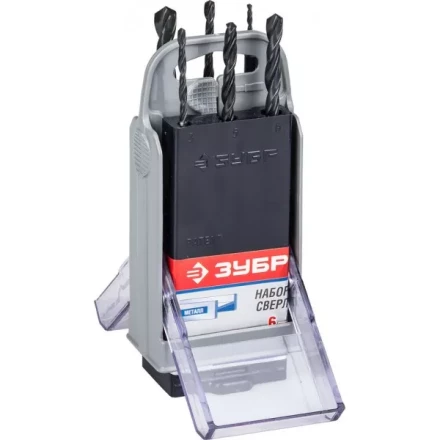 Набор ЗУБР &quot;ТЕХНИК&quot;: Свёрла по металлу парооксидированных, быстрорежущая сталь, 2, 3, 4, 5, 6, 8мм, 6шт в супер боксе 4-29605-H6-SB купить в Ижевске