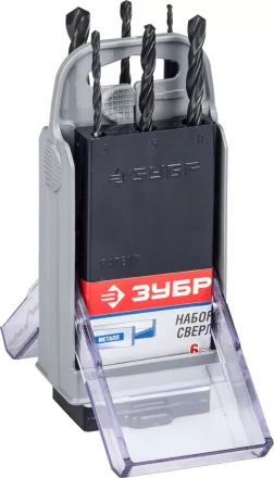 Набор ЗУБР &quot;ТЕХНИК&quot;: Свёрла по металлу парооксидированных, быстрорежущая сталь, 2, 3, 4, 5, 6, 8мм, 6шт в супер боксе 4-29605-H6-SB купить в Ижевске