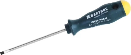 Отвертка KRAFTOOL, Cr-Mo-V закалённый стержень, двухкомпонентная противоскользящ рукоятка, SL 4,0x0,8x100мм 25007-4.0-100 купить в Ижевске