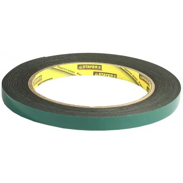 Двухсторонняя клейкая лента на вспененной основе, STAYER Professional 12233-09-05, черная, 9мм х 5м 12233-09-05 купить в Ижевске