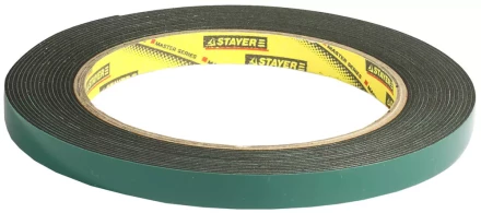 Двухсторонняя клейкая лента на вспененной основе, STAYER Professional 12233-09-05, черная, 9мм х 5м 12233-09-05 купить в Ижевске