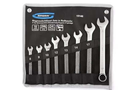 Набор ключей комбинированных 8-19 мм 8 шт CrV холодный штамп GROSS 15148 купить в Ижевске