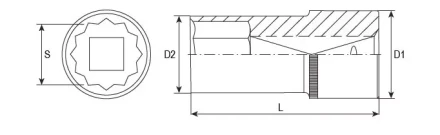 Головка торцевая 12-гранная глубокая 1/2&quot;DR 16 мм S04HD4716 Jonnesway 49065 купить в Ижевске