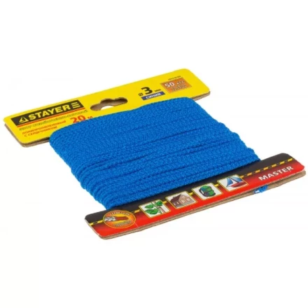Шнур STAYER &quot;MASTER&quot; хозяйственно-бытовой, полипропиленовый, вязанный, с сердечником, синий, d 3, 20м 50413-03-020 купить в Ижевске