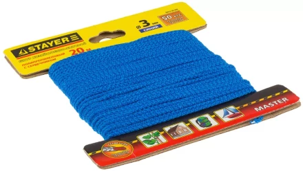 Шнур STAYER &quot;MASTER&quot; хозяйственно-бытовой, полипропиленовый, вязанный, с сердечником, синий, d 3, 20м 50413-03-020 купить в Ижевске