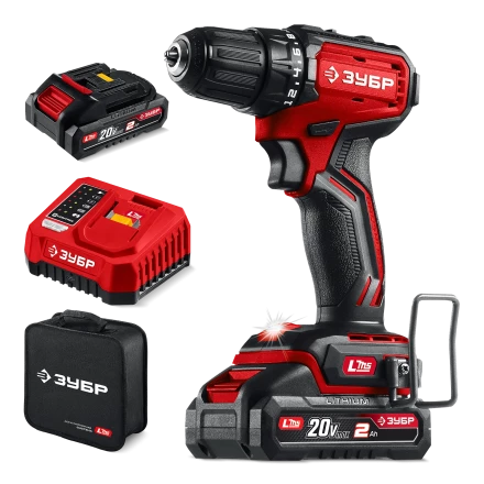 ЗУБР 20 В, 45 Нм, 2 АКБ LMS (2 Ач), бесщеточная дрель-шуруповерт, сумка (ДБ-45-22) купить в Ижевске