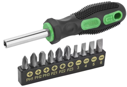 Набор URAGAN: Отвертки с двухкомпонентной рукояткой, SL3, 4, 5, 6. PH1, 2, 3, PZ: 1, 2, 3, 10 предм 25188-H10 купить в Ижевске