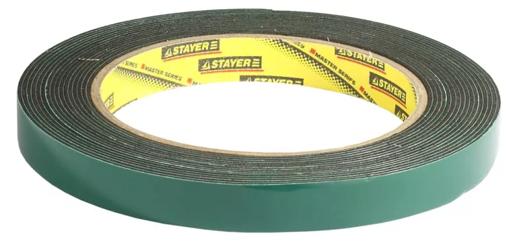 Двухсторонняя клейкая лента на вспененной основе, STAYER Professional 12233-12-05, черная, 12мм х 5м 12233-12-05 купить в Ижевске