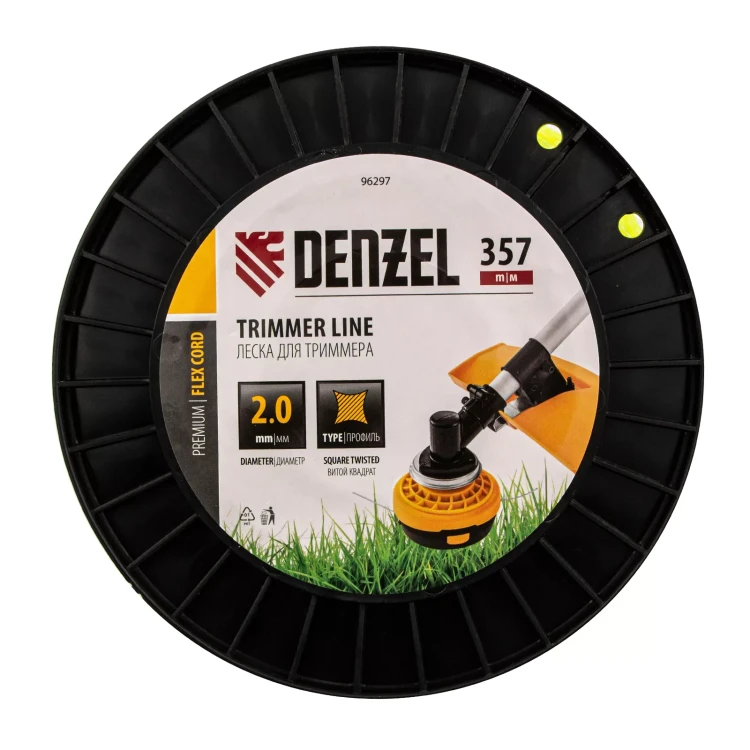 Леска для триммера витой квадрат, 2,0мм х 357м, на DIN катушке FLEX CORD// Denzel 96297 купить в Ижевске