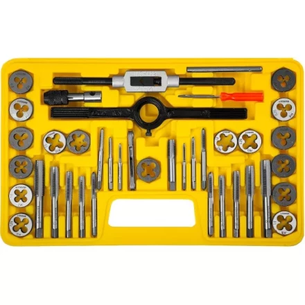 Набор метчиков и плашек STAYER &quot;MASTER&quot;, плашки 17шт, метчики 17шт, метчикодерж. 2шт, плашкодерж. 1шт, резьбомер 1шт, отвертка 1шт, 40 предметов 2805-H40_z01 купить в Ижевске