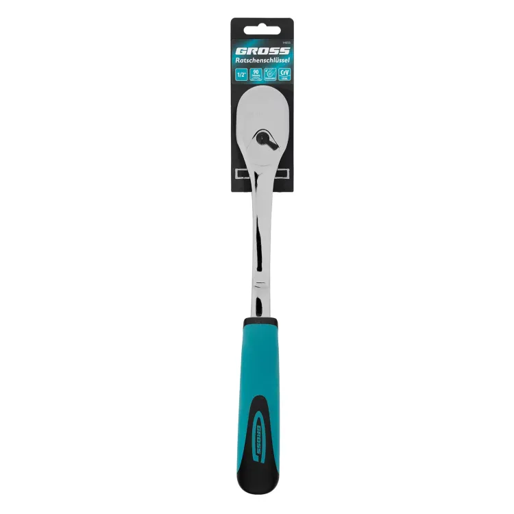 Ключ-трещотка 1/2" Gross 14055, CrV, 90 зубьев, усиленный, хром купить в Ижевске
