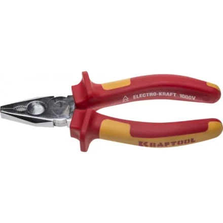 Плоскогубцы &quot;ELECTRO-KRAFT&quot;, Cr-Mo сталь, двухкомпонентная маслобензостойкая рукоятка, хромированное покрытие, 160мм, KRAFTOOL 2202-1-16 2202-1-16_z01 купить в Ижевске