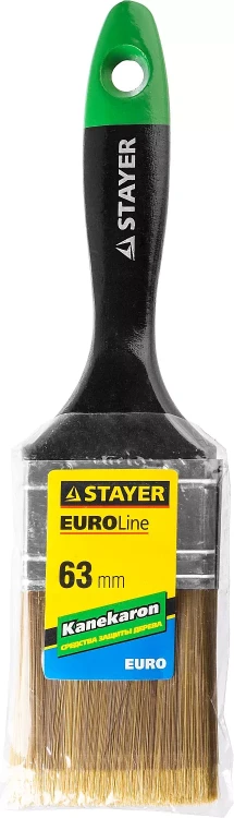 STAYER “KANEKARON-EURO”. Кисть плоская, искусственная щетина, деревянная ручка, 63мм 0106-063 купить в Ижевске