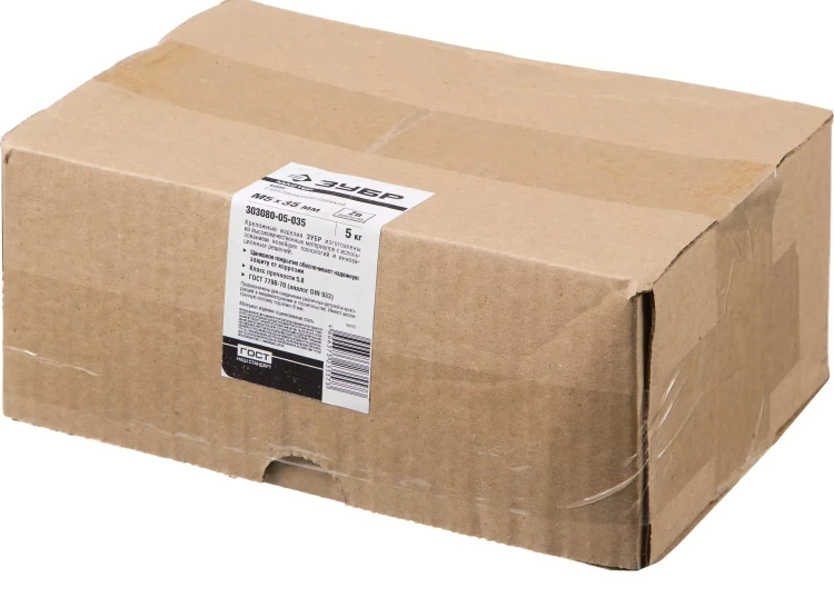 Болт ЗУБР "МАСТЕР" с шестигранной головкой, ГОСТ 7798-70, класс прочности 5.8, оцинкованный, M5x35мм, 5кг 303080-05-035 купить в Ижевске
