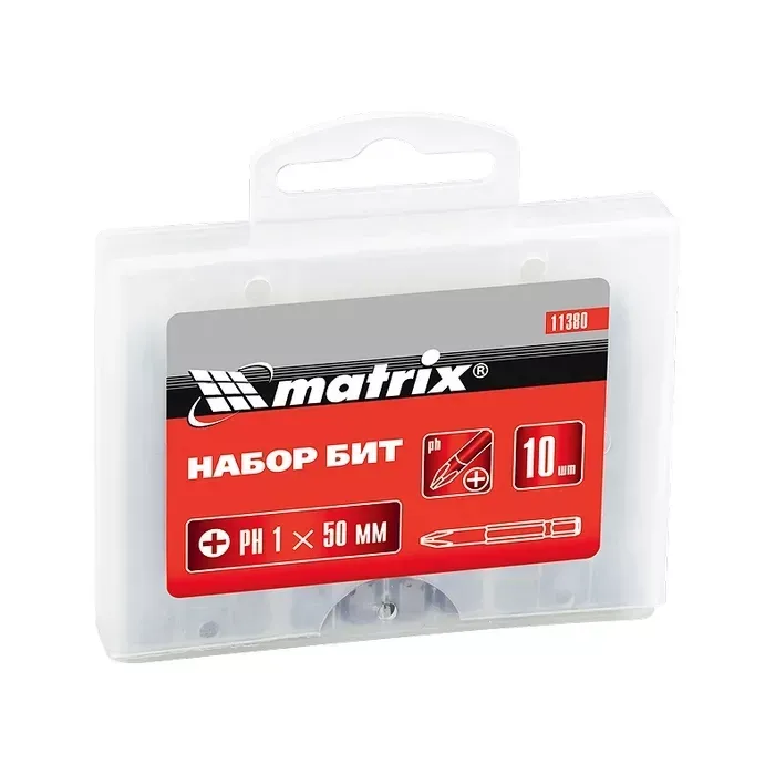 Набор бит Ph2 x 50 мм сталь 45Х 10 штук в пласт. боксе MTX 113829 купить в Ижевске