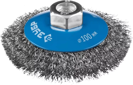 ЗУБР &quot;ПРОФЕССИОНАЛ&quot;. Щетка коническая для УШМ, витая стальная проволока 0,3мм, 100ммхМ14 35265-100_z02 купить в Ижевске