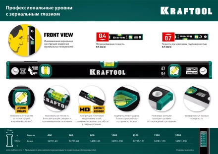 Профессиональный уровень с зеркальным глазком KRAFTOOL 34781-150 купить в Ижевске